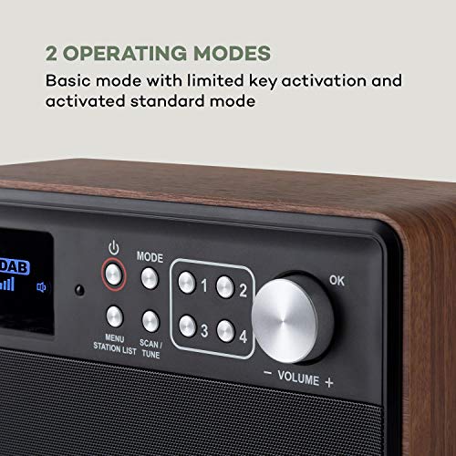 auna Nestor DAB+ Radio, bedienerfreundliches DAB+/FM Digitalradio für Senioren, 2,4" TFT-Farbdisplay mit großer und lesbarer Schrift, partielle Tastensperre, Leistung: 2 x 3 Watt RMS, braun – Bild 5