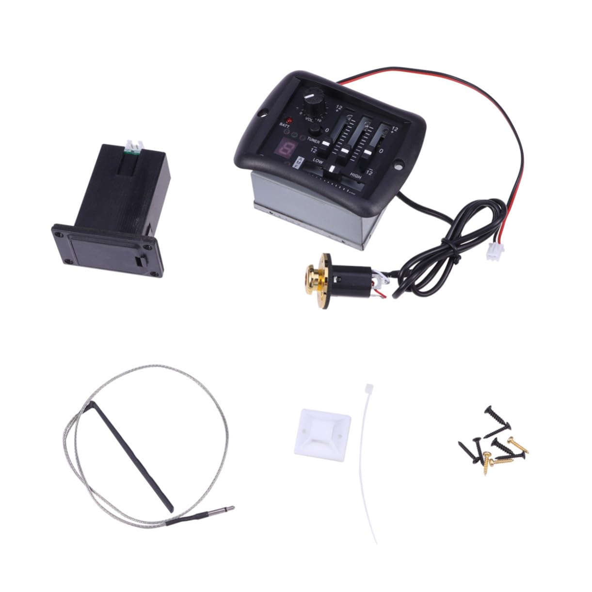 Generic Acoustic Guitar Preamp Pickup 3 Band Eq Tuner Volume Control Golden Disc Tail Nail Design
