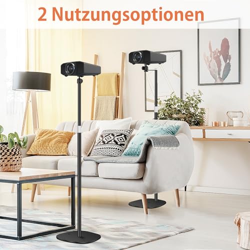 POLESTO Beamer ständer Projektor Halterung, Beamer Halterung Höhenverstellbar von 90-126cm mit 360°Winkelrotation, Platzsparend, Tragkraft bis zu 5kg, Kompatibel mit Beamern, Kameras, Handyhalterungen