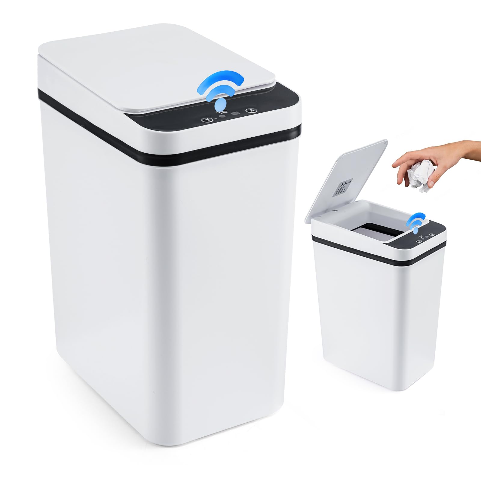 FERNVALE Smart Touchless 10L Bathroom Trash Can – Automatic Motion Sensor Garbage Bin with Lid, Slim Waterproof ABS Electric Waste Bin for Kitchen, Office, Bedroom