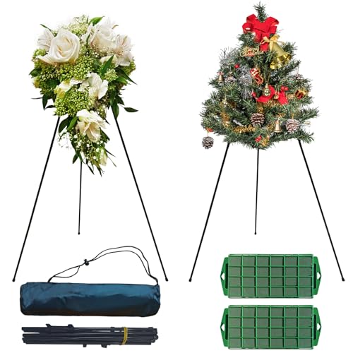 Nevixtal 2PCS Wreath Stands Making Tool Kit,Metal Wreath Stand,Collapsible Flower Holder,49.9 inch,Floral Foam for Artificial Flowers, For DIY Flowers Decoration Stand.