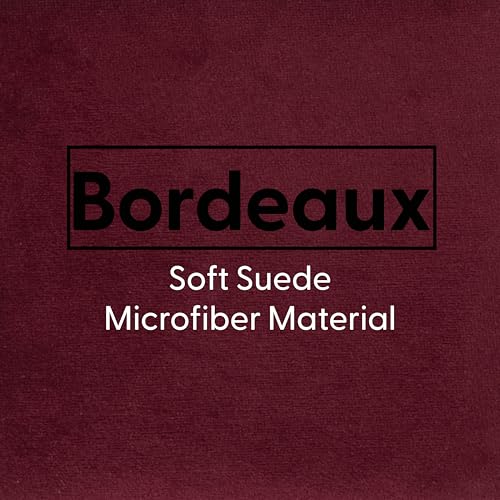 Factory Direct Partners Velvety and Vinyl Overstuffed Rectangle Ottoman for Living Room, Lounge, Office - Bordeaux