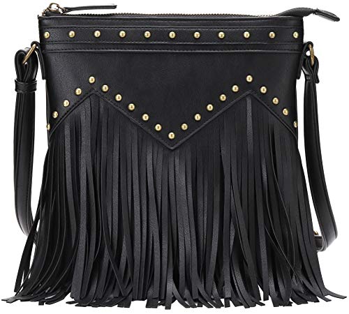 Image of B BRENTANO Vegan Fringed Crossbody Bag with Studs