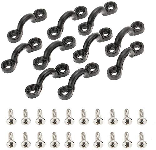 Kayak Deck Loops Kayak Pad Eye 10PCS Nylon Bungee Deck Loops Tie Down Pad Eye Kayak Parts with 20 Screws for Boat Kayak Deck Rigging Kit Kayak Hardware Stainless Steel Loop Deck Rigging Kit