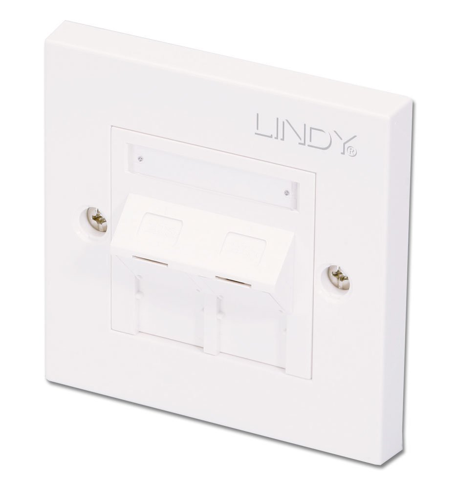 LINDY CAT5e Single Wall Plate with 2 x Angled RJ-45 Shuttered Socket Unshielded