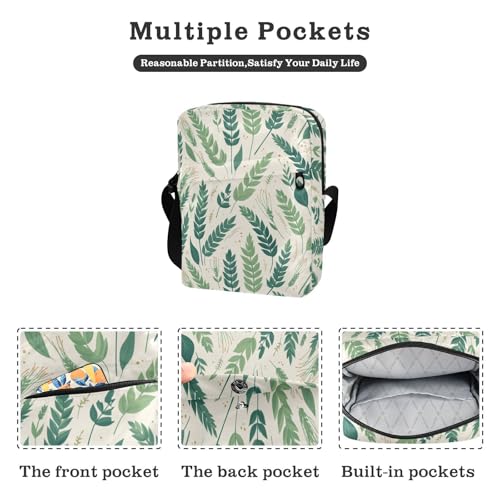 KLL Green Safari Leaves small messenger bag for women Vegan Leather cross body bag men Travel Shoulder Hand Bags2