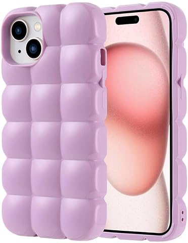 Zore Apple için uyumlu iPhone 15 Kılıf Parlak Esnek Silikon Zore Dom Dom Kapak Lila