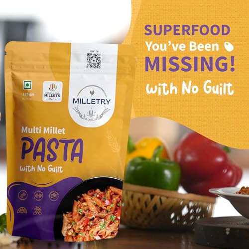 Image of Milletry | Multi Millet Pasta | No Maida | Foxtail, Little, Kodo, Pearl, Ragi & Wheat | High Fiber & Protein | Penny Pasta (175gm (Pack of 1)