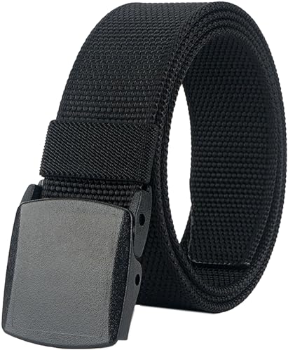 LionVII Mens Belt Web, Nylon Casual Belt with Plastic Buckle Breathable for Work Travel, Easy Trim to Fit 28-49
