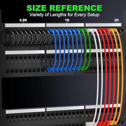 Image of Cat6 Ethernet Patch Cable 24-Pack (2.0 ft) - Technician Grade Slim & Flexible LAN Cables - Gigabit RJ45 Network Patch Cord for Switch, Patch Panel, Router, Server Rack- Gold-Plated