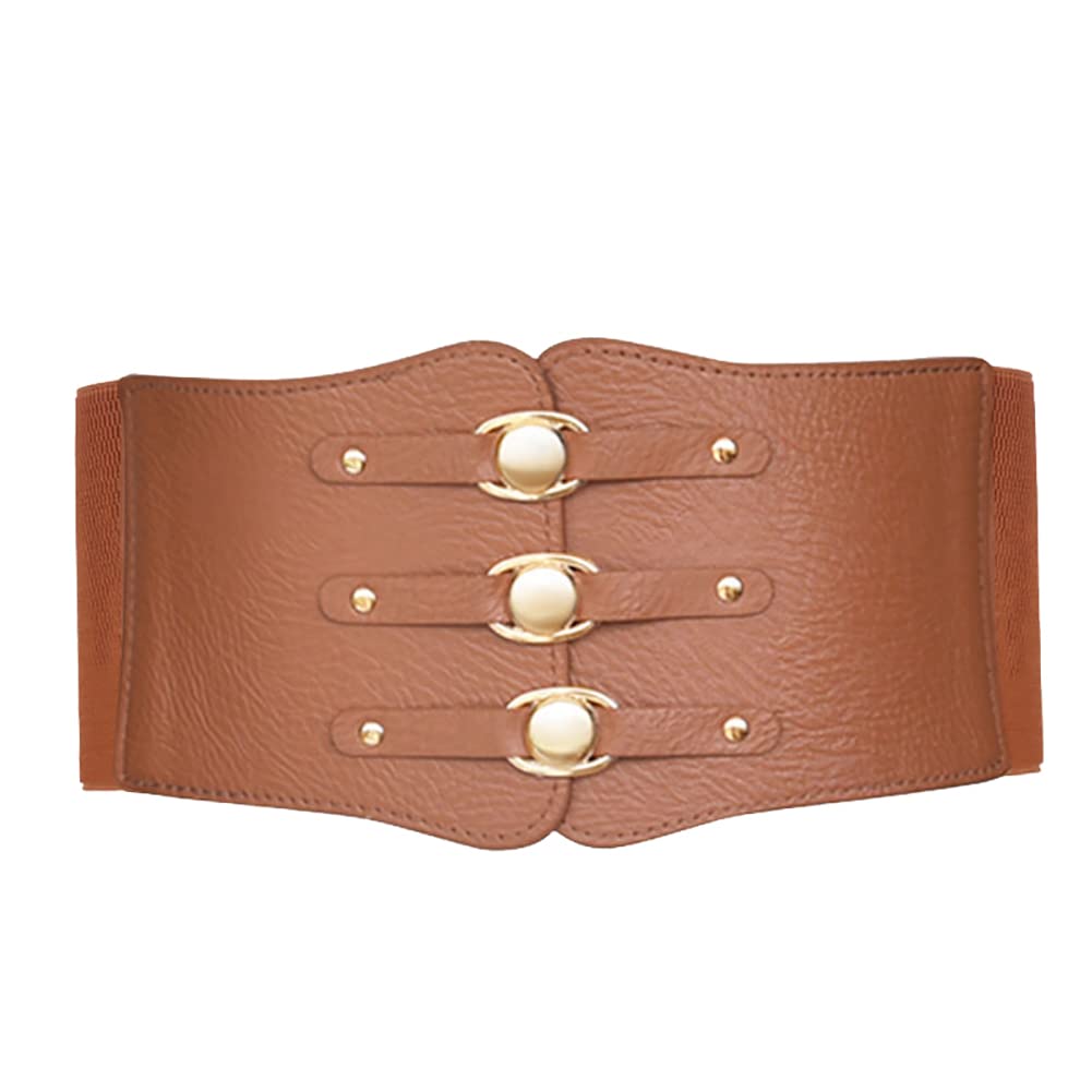 Surakey Women Vintage Leather Elastic Waist Belt Wide Belts  display picture 1