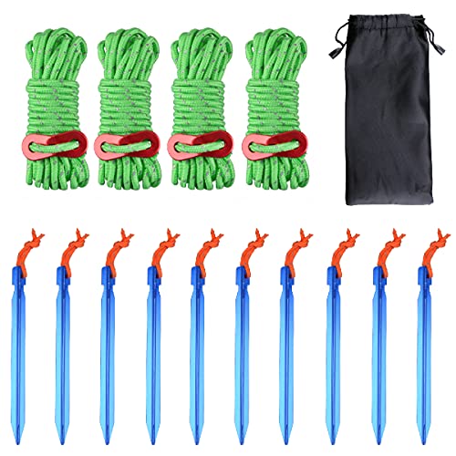 Corde nylon 4mm réfléchissante Azarxis avec piquets de tente pour bâche camping