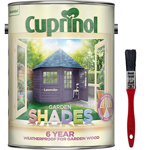 New 2018 Improved Formula Cuprinol Garden Shades Lavender 5L. Now Offers 6 Year Garden Wood Weather Protection. Includes PSP Touch up Wood Care Brush.