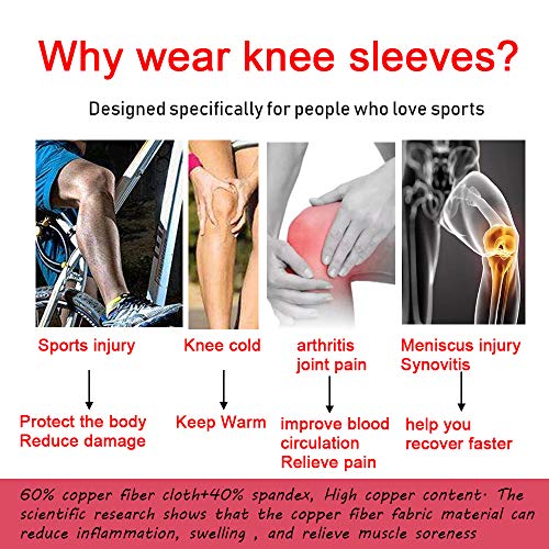 Copper Knee Brace for Arthritis Pain and Support-Copper Knee Sleeve Compression for Sports, Workout, Knee Pain Relief-Single(XL)