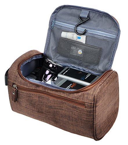 Image of Vercord Mens Toiletry Bag Wash Travel Small Shaving Dop Kit Shower Bathroom Ditty Hygiene Bag, Frosted Coffee, One Size (Hardcode), Classic