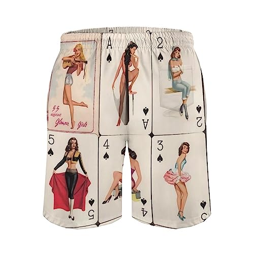 Poker Pinup Girls Mens Swim Trunks Quick Dry Beach Shorts Casual Sports Board Shorts Swimwear with Pocket3