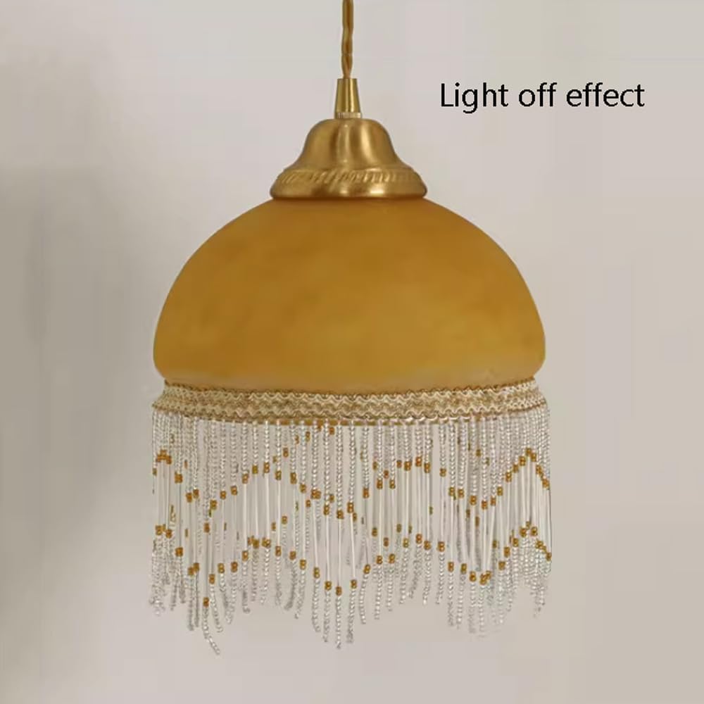 Lampada a Sospensione Cinese Creativa con Nappe, Lampada da soffitto con Paralume in Vetro di personalità per Interni, lampadario sospeso Regolabile in Altezza per casa, Bagno, Cor