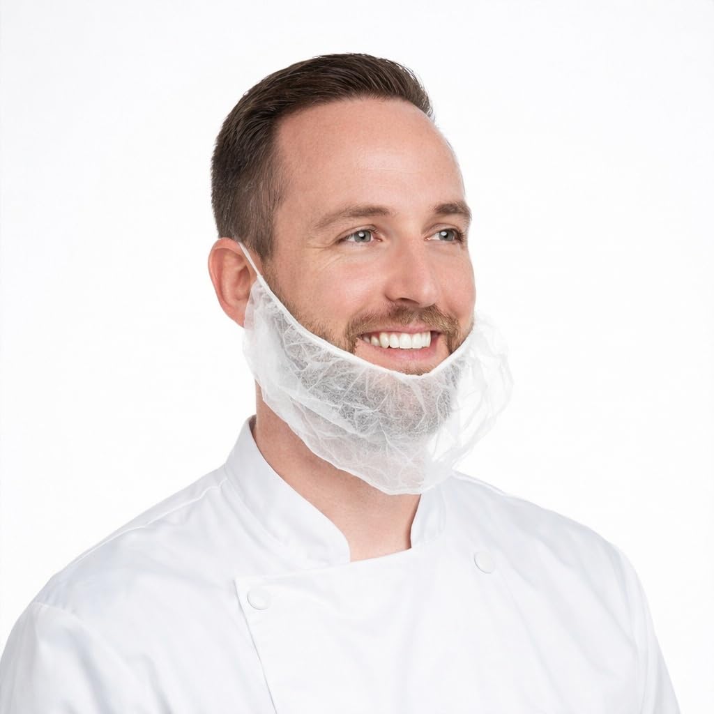 PLUS SANTE Cache Barbe Jetable Lot de 100 | Protection Hygiène Alimentaire Médical Laboratoire | Couvre Barbe Élastique Polypropylène Blanc Taille Unique