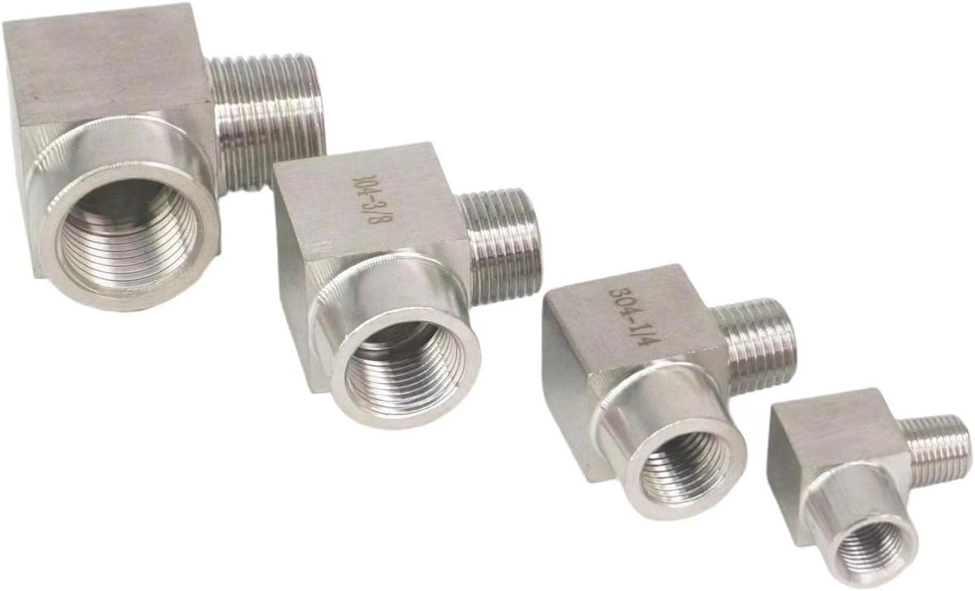 1pc 1/8" 1/4" 3/8" 1/2" 3/4" BSPP Female To BSPT Male Elbow 90 Deg 304 Stainless Steel Pipe Fitting Adapter Connector 357 PSI(M14x1.5)
