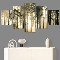 SIGNWIN 5 Panel Canvas Wall Art Rustic Woods for Home Decorations Ready to Hang - 60