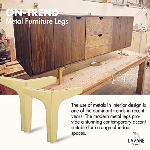 La Vane 5 Inch / 13cm Metal Furniture Legs, Set of 4, Modern Diamond Triangle Gold DIY Replacement Feet for Cabinet Sofa - Image 2