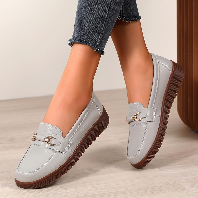Image of Loafers for Women Business Casual Shoes Comfortable & Lightweight Round Toe Penny Dressy Slip On Work Flats