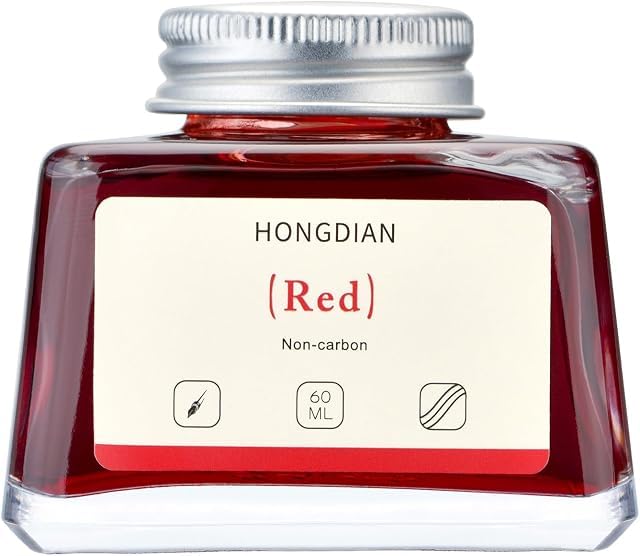 Image of HONGDIAN, Ink Bottle - Non Carbon | RED | 60ml Premium Writing Ink.