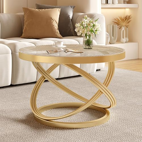 Table Basse en Verre Trempé Ripple Gold Facile À Assembler pour Salon - 7