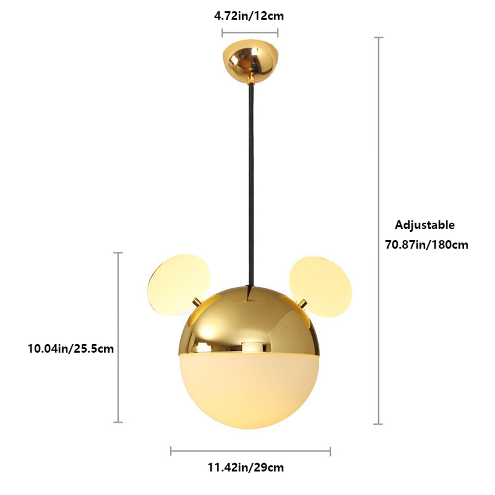 Lampada a sospensione creativa a forma di cartone animato per ristoranti, con vetro circolare dorato, stile multi-stile, attacco E14,luce calda a testa singola,lampadario da comodino,adatto per caffè