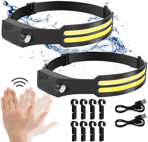 Aucaer Lampe Frontale LED Rechargeable 18000 Lumens, 8 Modes d'Éclairage Étanchéité IPX5 Modèle