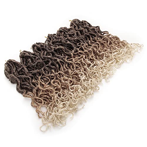 6 Packs Goddess Faux Locs Crochet Hair 18Inch Beach Locs Crochet Braids Afro Dreadlocks Ombre Synthetic Braids New Hairstyle (4/27/613, 18") #TOP6