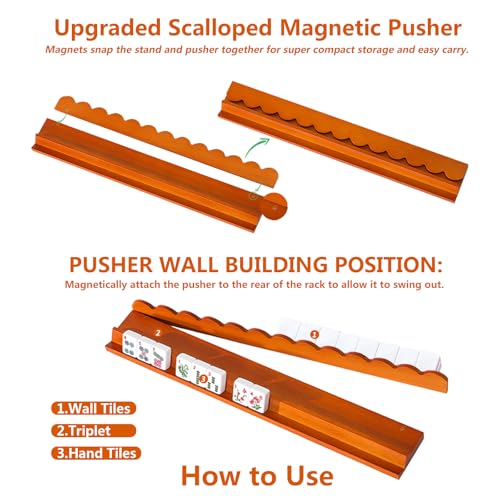 Wood Mahjong Racks con Empujadores Magnéticos 17" Set 4 miniatura 6