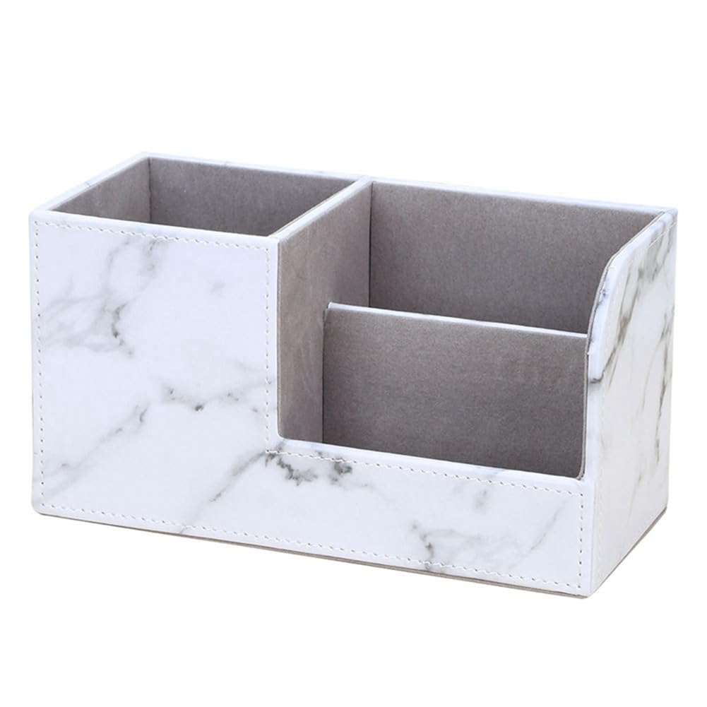 CTRLZS Leather Desk Organizer, Supplies Holder Desktop Stationery Storage Box for Business Card, Pen, Pencil,Remote Easy to Use B