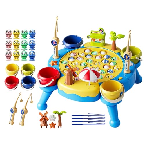 Magnetic Fishing Game - Kids T0ddler Fishing Game Toy, Play Board Electric Set for 3 Years + Boys Girls | Fun Party Gift for Christmas Birthday | Interactive Magnetic Catch Fish Activity