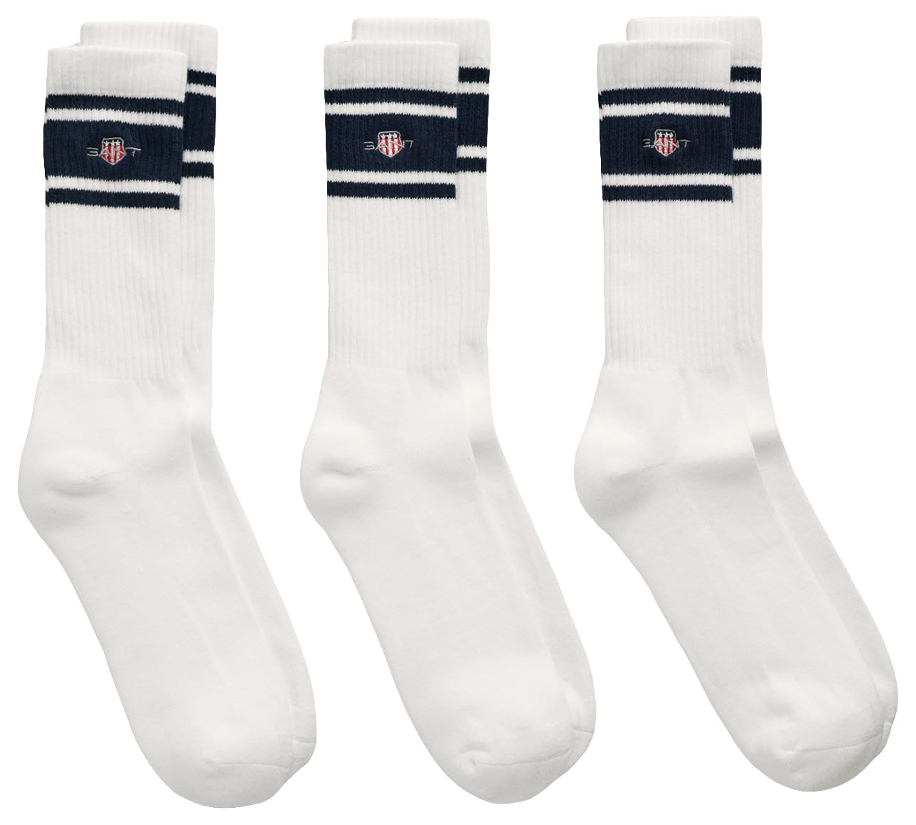 Gant Men's White Shield Sport Socks 3-Pack Herren Socken, 43-45