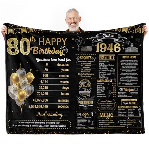 Eslygoily 80th Birthday Gifts for Women Men, 80 Year Old