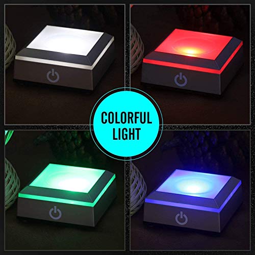 2 Pack 6 Colors LED Light Base Show Stand Display Plate with Sensitive Touch Switch for 3D Laser Crystal Glass Art