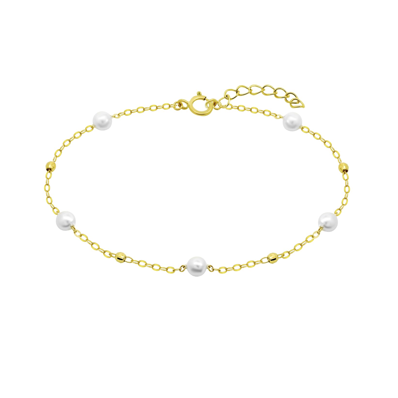 Time RoaD Pulsera Oro Mujer HIN00051/​18 9K de 375 ml Perlas - Sofisticado Brazalete con Pulido y Acabado Refinado 18 cm - Ideal para Regalo de Cumpleaños - Aniversario - Ocasiones Especiales
