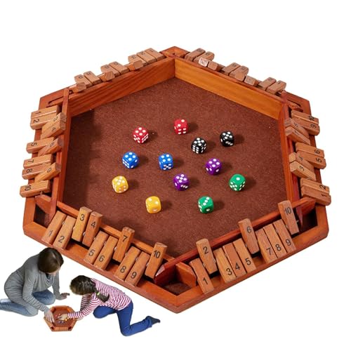 Générique Shut The Box Game, Wooden Dice Board Game for 6 Players, Double Shutter Classic 10 Number Game, Versatile Tabletop Dice Game for Classroom, Family Fun and Educational Game
