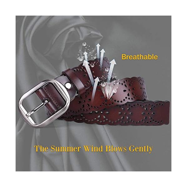 JASGOOD Fashion Women's Genuine Leather Waist Belt With Alloy Buckle,A-Coffee(Silver Buckle), Suit for Pant Size 26-30Inch - Image 3