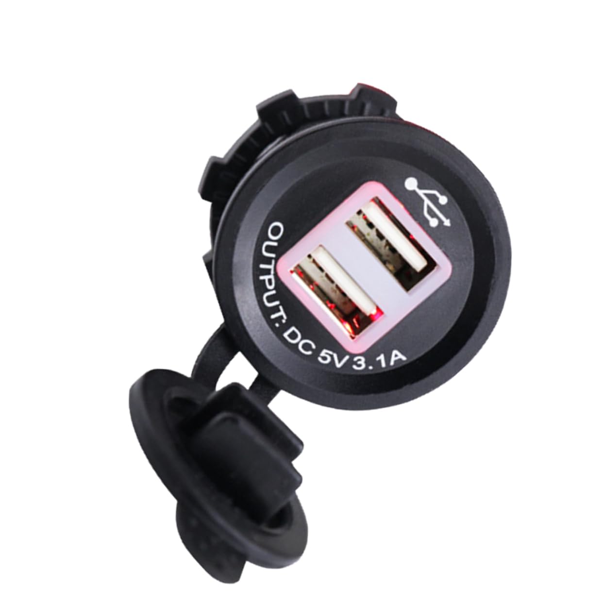 PartyKindom 3pezzi Caricatore Usb Doppio Per Auto e Presa Carica Cellulare Per Veicoli Adatto Per e Tablet Con Luce Rossa Nero