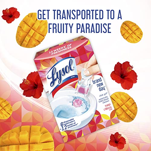 Image of Lysol Click Gel Automatic Toilet Bowl Cleaner, Gel Toilet Bowl Cleaner, For Cleaning and Refreshing - Mango & Hibiscus, 6 applicators (Pack of 4, 24 Count Total)