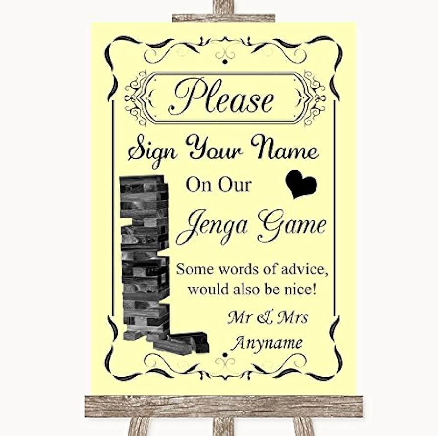Amazon.com : Yellow Jenga Guest Book Personalized Wedding Sign : Office Products amazon-com-yellow-jenga-guest-book-personalized-wedding-sign-office-products