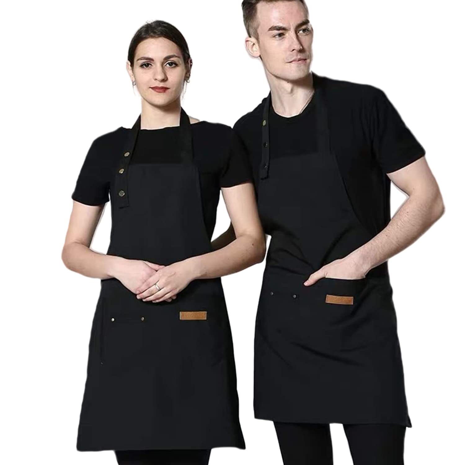 Tablier De Cuisine Devlope 67x72 Cm - Tablier Bavette Réglable Étanché Poches - Idéal BBQ Cuisine Professionnelle