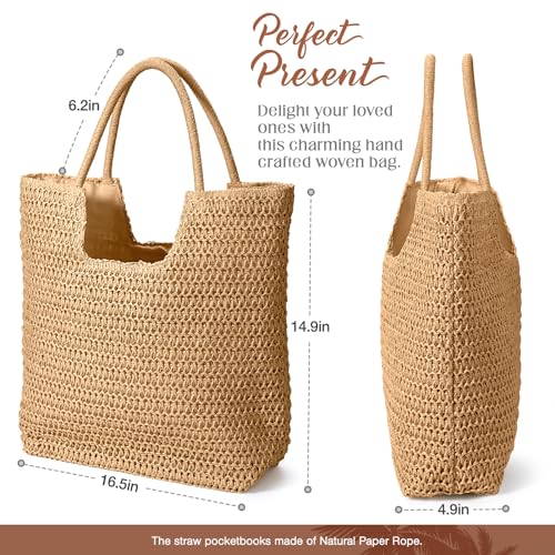 Image of Hommtina Straw Beach Bag - Womens Crossbody Shoulder Vacation Purse for Summer