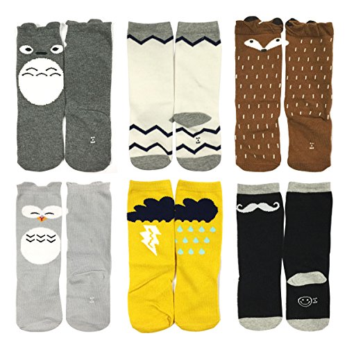 Bowbear 6-Pair Super Cute Baby Socks, Nature Animals