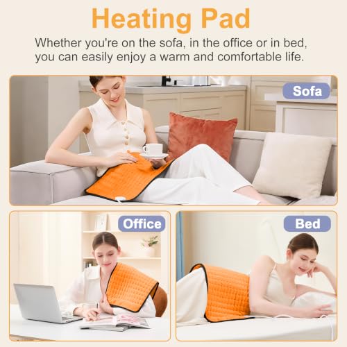 Image of Heating Pad,Electric Heating Pads,Heating Pad for Back,Orange,24x12 Inch