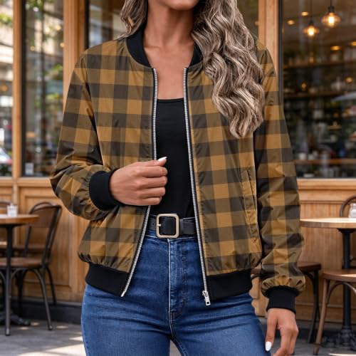 ENCURKUS Women's Plaid Long Sleeve Zip Up Jackets Casual Loose Fit Shackets | Zipper Y2K Baggy Outwear Coat with Pockets Comfy Lightweight Work Office Cardigan Winter Fall Travel Outfits Holiday 2026 - image 2