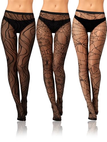 Bencailor Halloween Women Fishnet Stocking Tight Legging Stripes Floral Cobweb Tight Stockings Small Hole High Pantyhose Lace