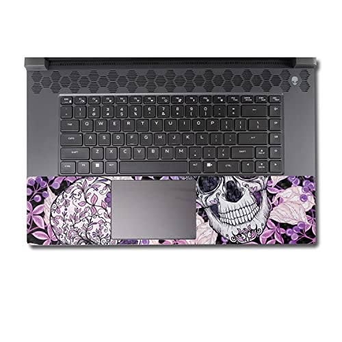 Image of MightySkins Carbon Fiber Skin Compatible with Alienware M17 R5 (2022) Full Wrap Kit - Flower Skull | Protective, Durable Textured Carbon Fiber Finish | Easy to Apply & Change Styles | Made in The USA
